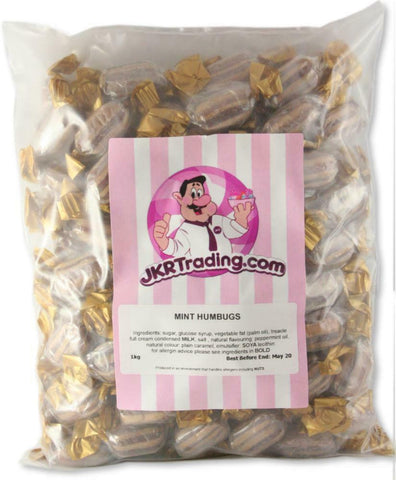 Mint Humbugs Traditional Mints With A Chewy Centre In A 1KG Value Share Bag