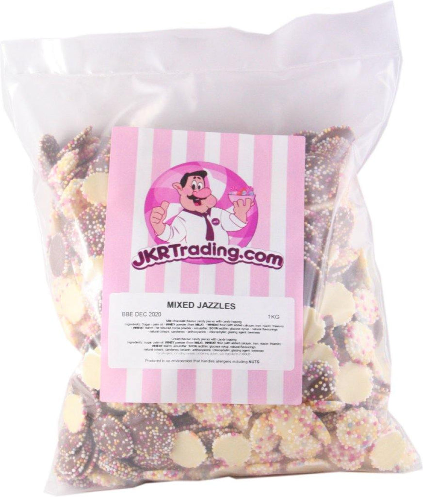 1KG Bag Of Mixed Jazzies Jazzles Snowdrops White and Chocolate candy P