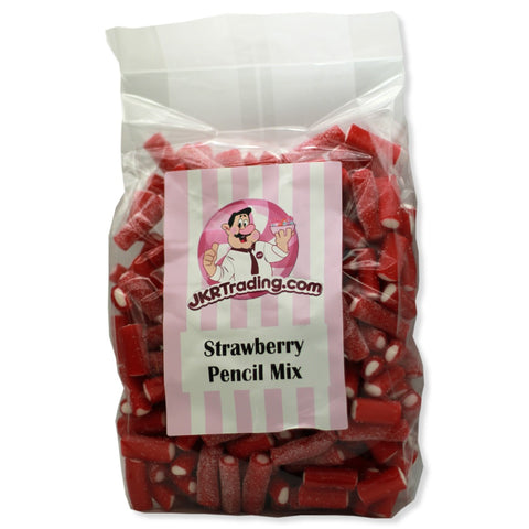 1KG Sharebag Fizzy Strawberry Mini Strawberry Pencil Mix