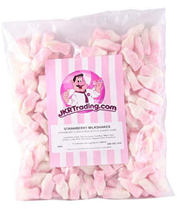 Strawberry Milkshakes Strawberry Bottles 500Gram Bag Retro Strawberry Flavoured Gummy Sweets