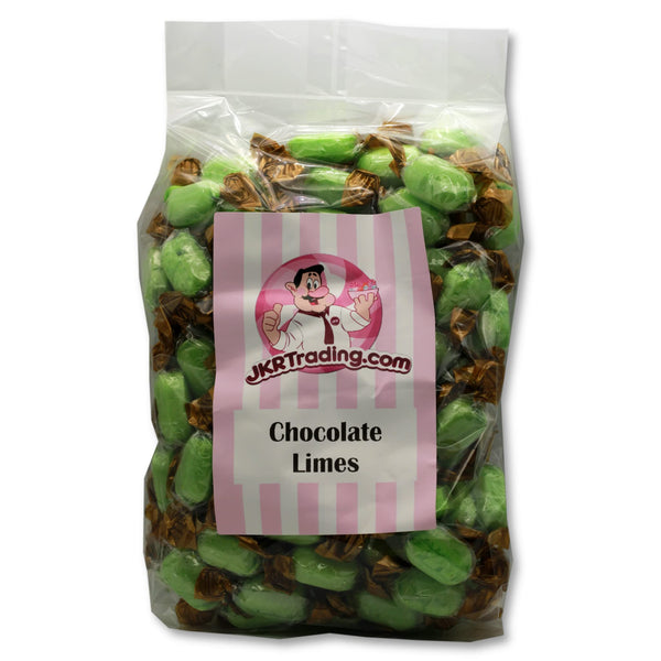 Chocolate Limes 1KG Value Bag Of Lime Flavoured Sweets With Chocolate Centre