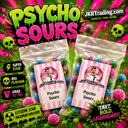Psycho Sours Insanely Sour Boiled Sweets Mixed Fruits Mega Sour