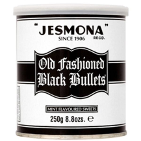 Jesmona Black Bullets Old fashioned Mints In A 250Gram Jar