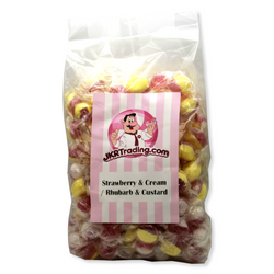 Rhubarb And Custard Strawberry And Cream Wrapped 1KG Share Bag