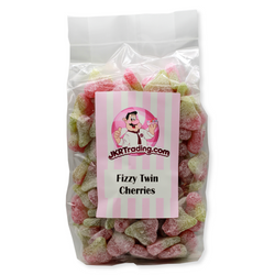 Fizzy Twin Cherries Twin Cherry Sour Jelly Sweets 1KG Value Bag