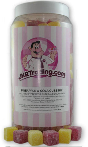 Pineapple Cubes And Cola Cube Sweet Jar Mix A Gift Jar Full Of Cubes 1KG Of Sweets - JKR Trading