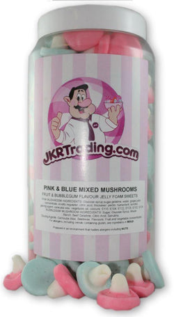 Blue And Pink Mushroom Sweet Jar A Gift Jar Mixed With Blue And Pink Mushrooms - JKR Trading