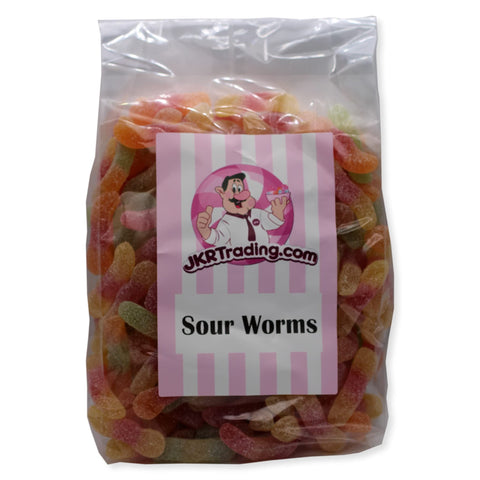 Sour Worms 1KGSharebag Fruit Flavoured Novelty Jellies With A Sour Coating