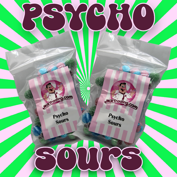 Psycho Sours Insanely Sour Boiled Sweets 2x200Gram Bags